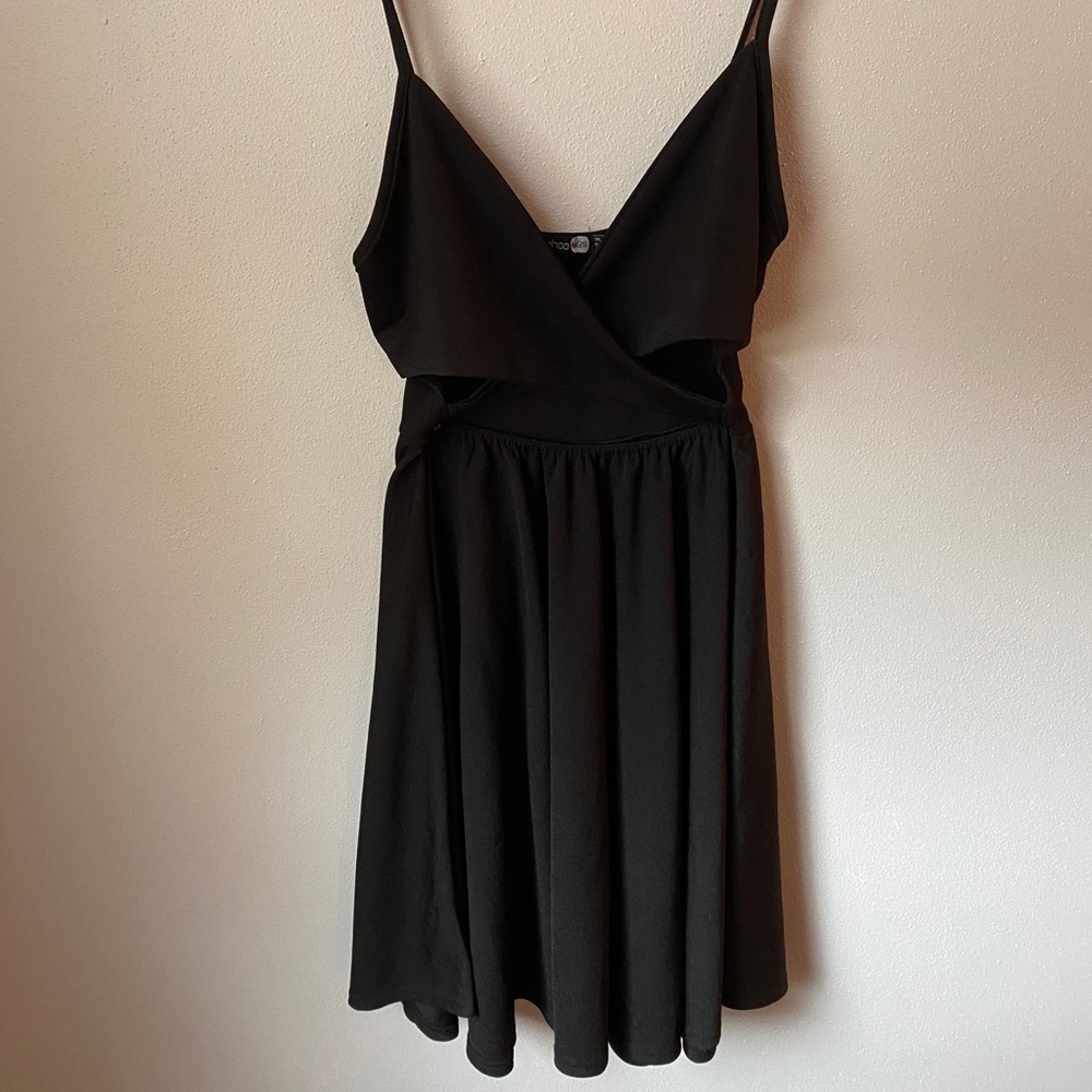 Black Mini Dress with Cutouts - Size US 10- Boohoo